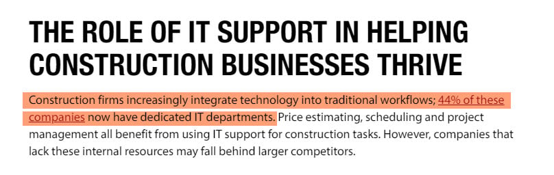 Construction Companies have dedicated IT departments