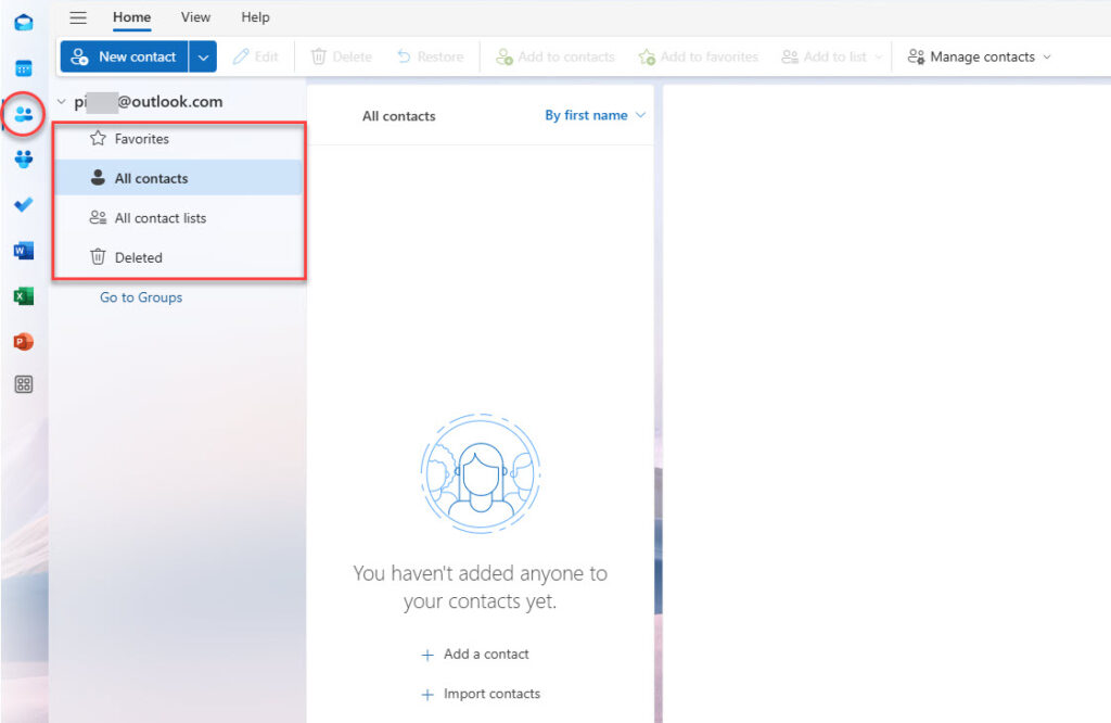 All Contacts Management in Outlook