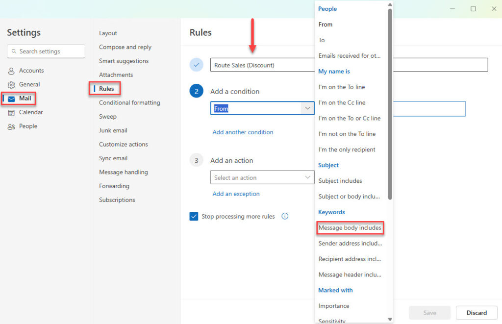 Create Rules in Microsoft 365 Outlook