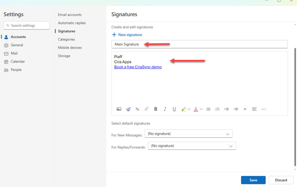 Create Signatures in Microsoft Outlook New