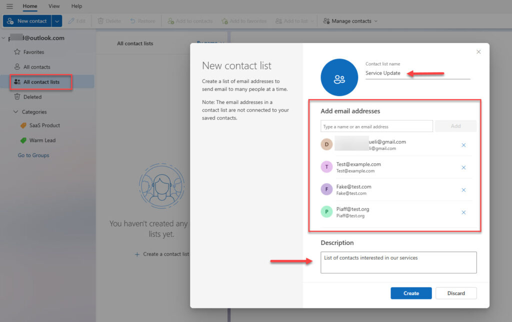 Create a Contact List in Outlook