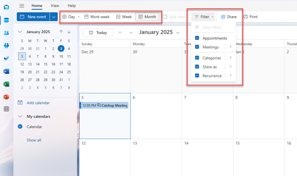 Outlook Calendar Display Settings