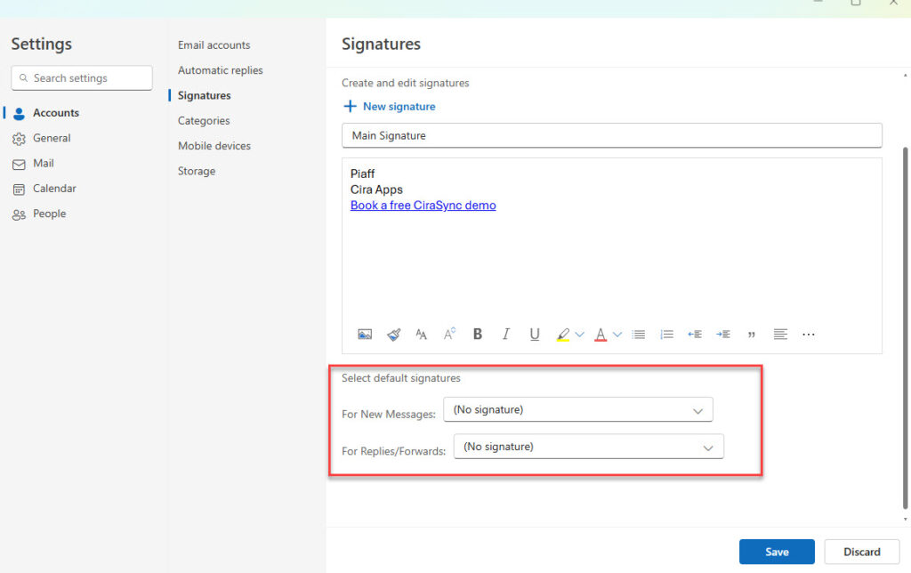 Select Default Signature