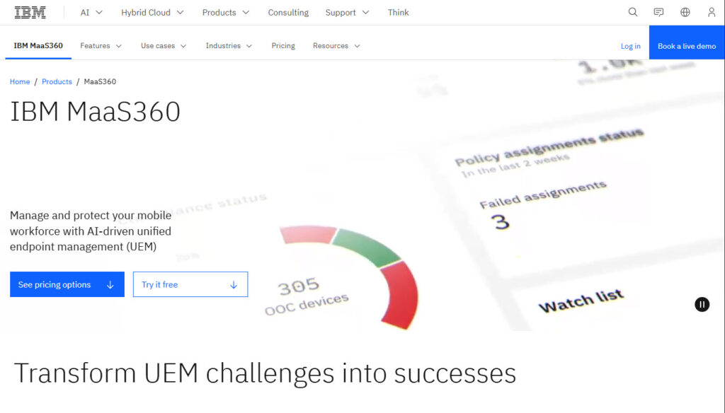 ibm maas360 - mobile device management software