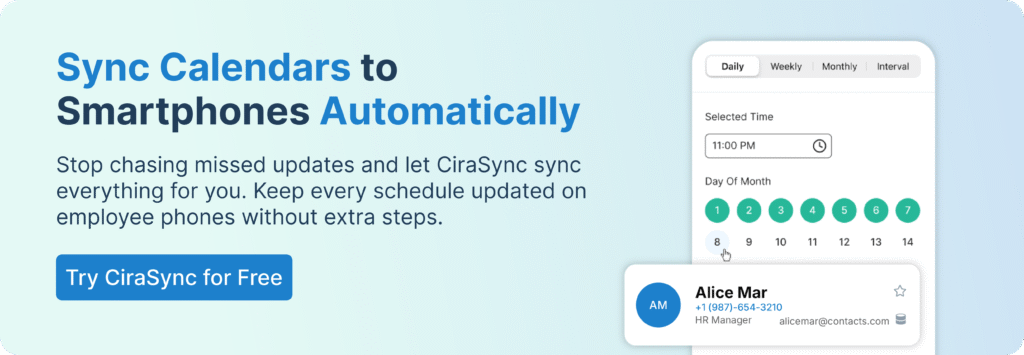cirasync calendar sync call to action