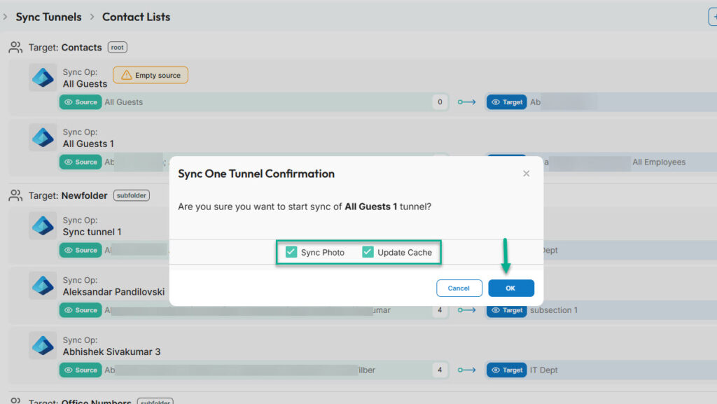 how to sync contacts with cirasync