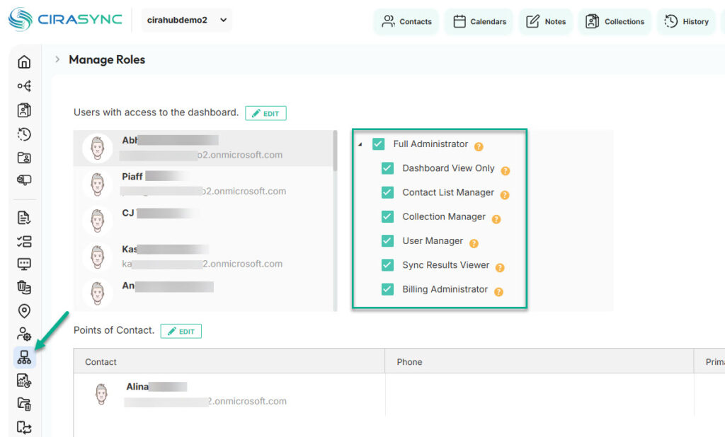 manage IT roles feature in cirasync