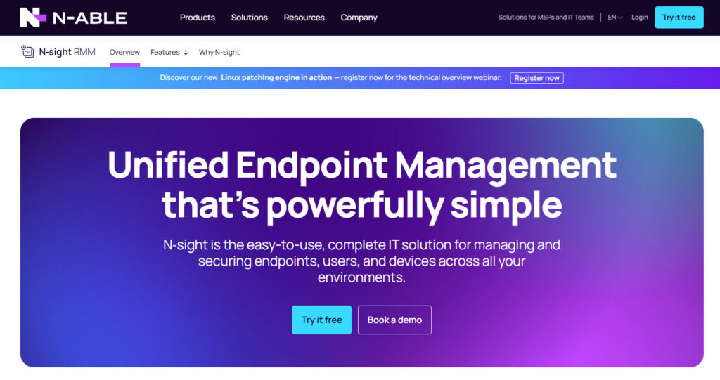 n-able - best rmm software for msp
