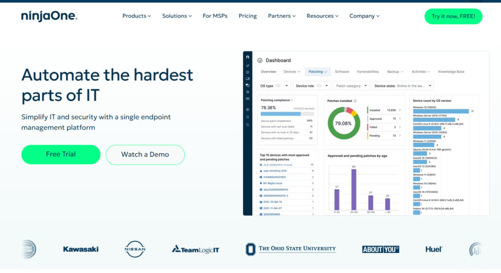 ninjaone - best all in one msp softwar