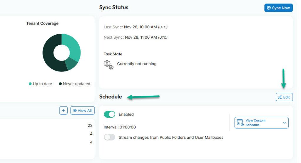 set contact syncing schedule in CiraSync