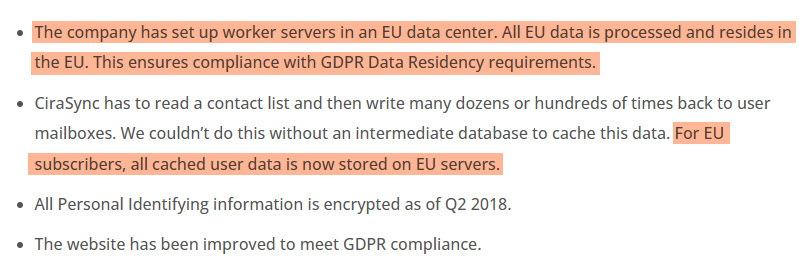 cirasync compliance with gdpr