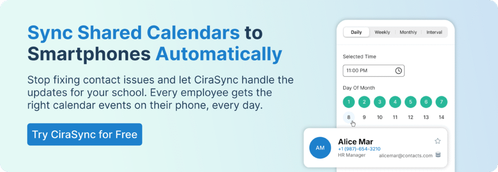 cirasync shared calendars cta