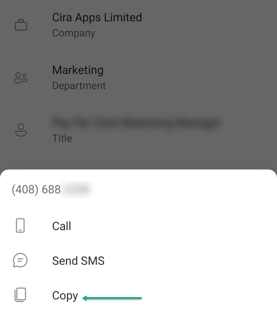 copy and save AD contacts in iphones