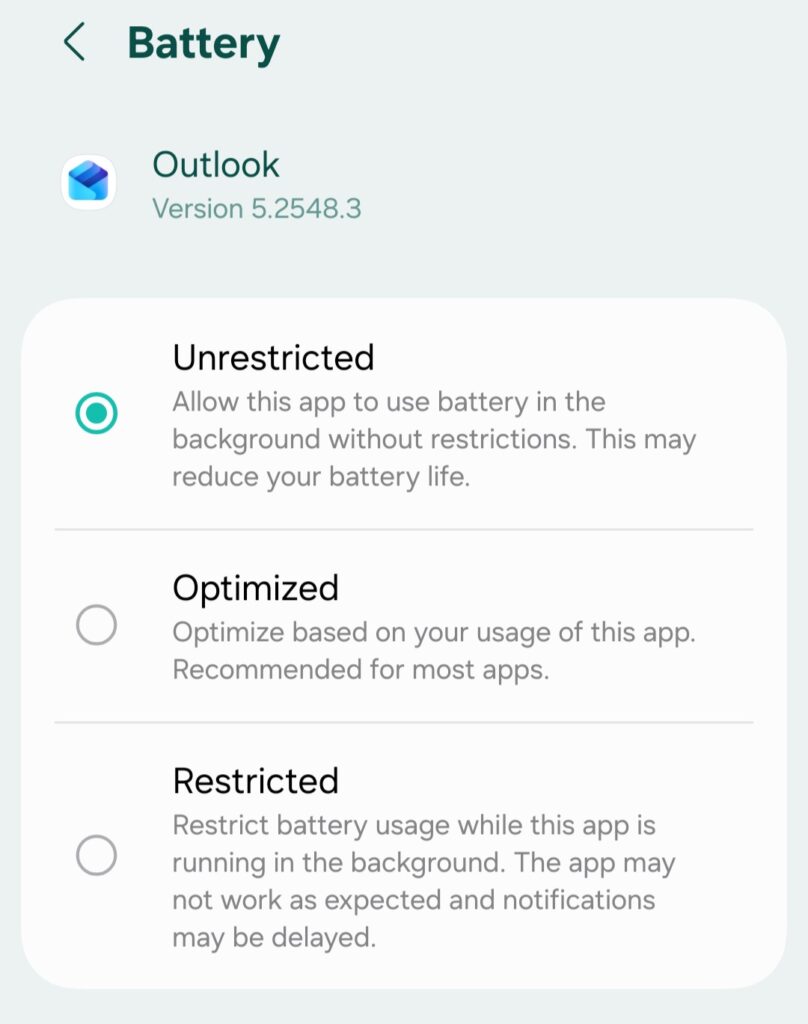fix outlook calendar not syncing to android