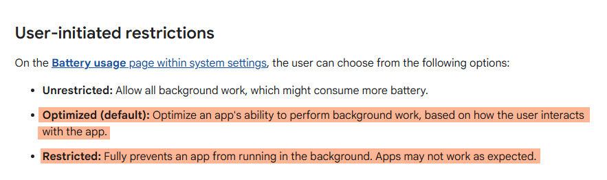 restricting battery can stop outlook calendar sync to iphone and android