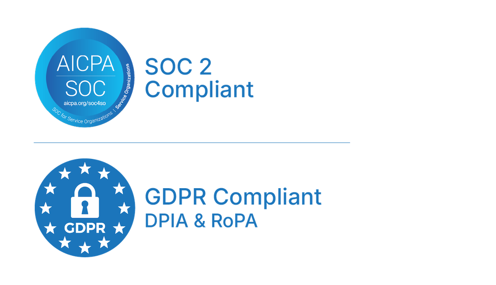 SOC 2 and GDPR compliant badges