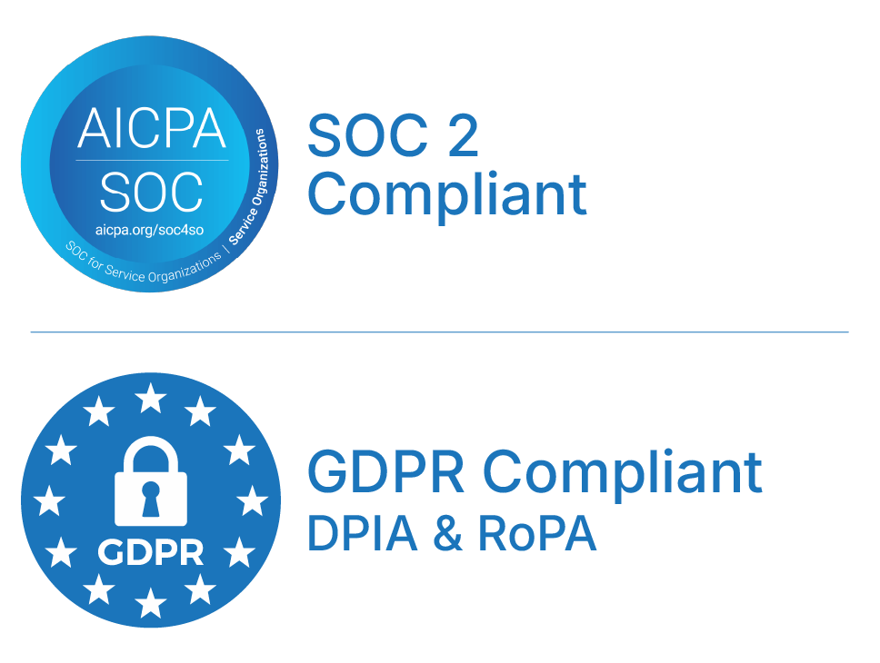SOC 2 and GDPR compliant badges