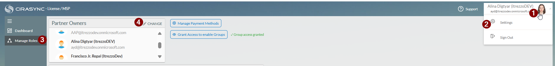 A picture of the Cirasync login