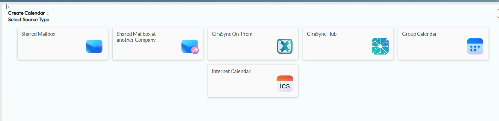 A picture of Cirasyncs selection of calendar sync options