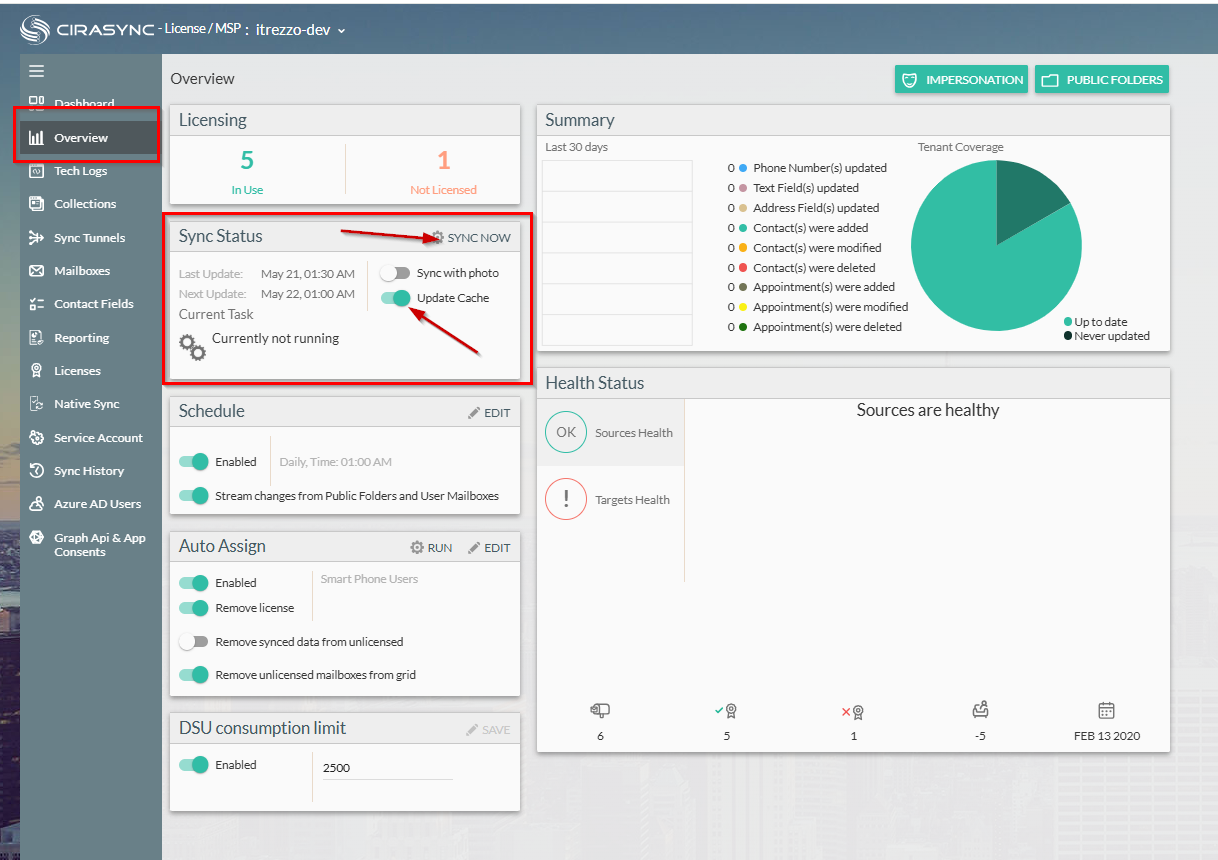 A picture of final configuration for CiraSync