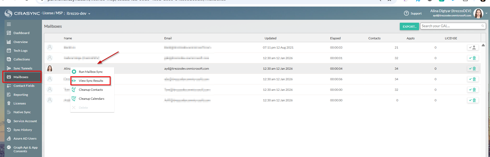 A picture of final configuration for CiraSync