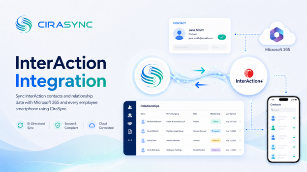 An image depicting the InterAction integration for CiraSync.
